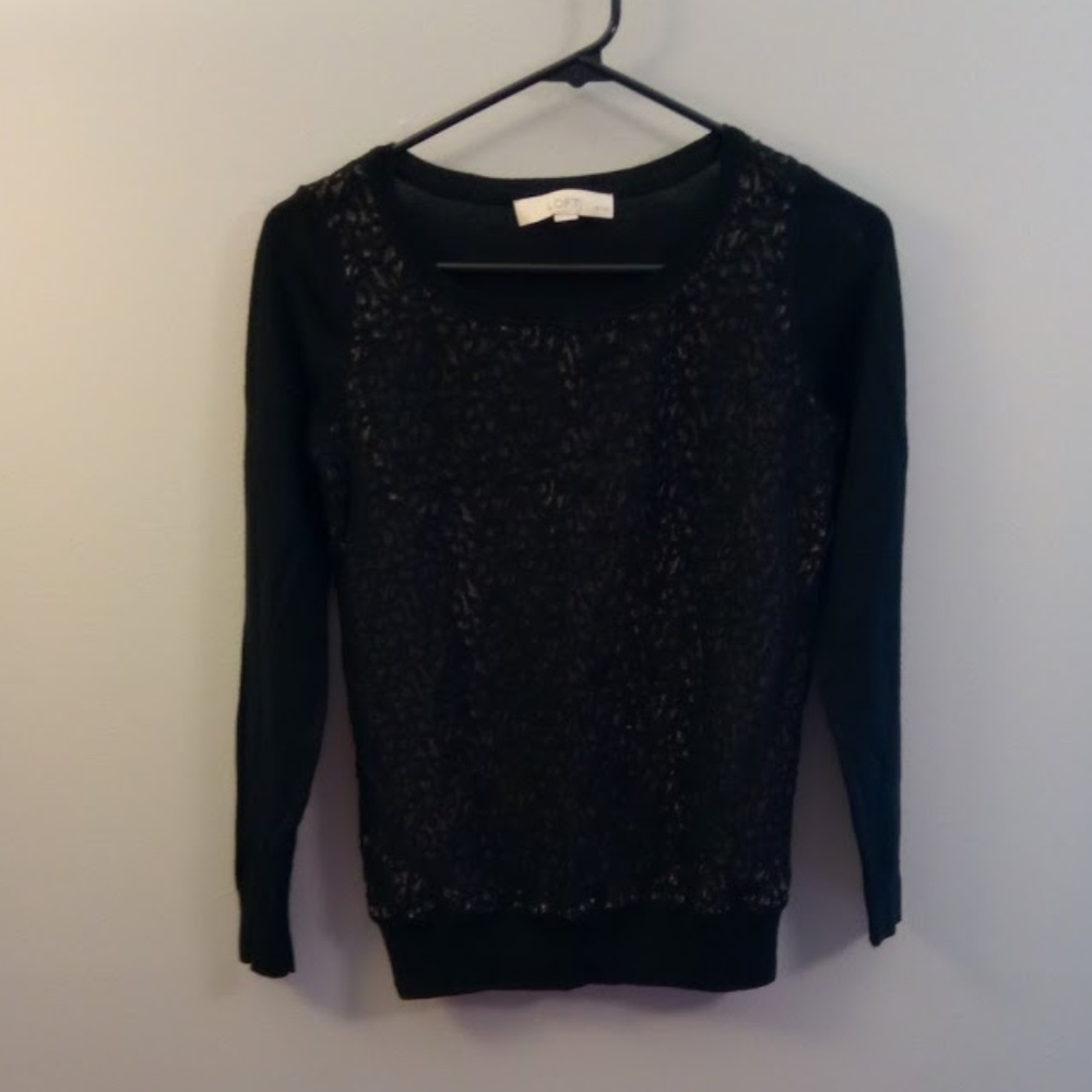 [Loft] Black Blouse / Tan Lining (Size XS)